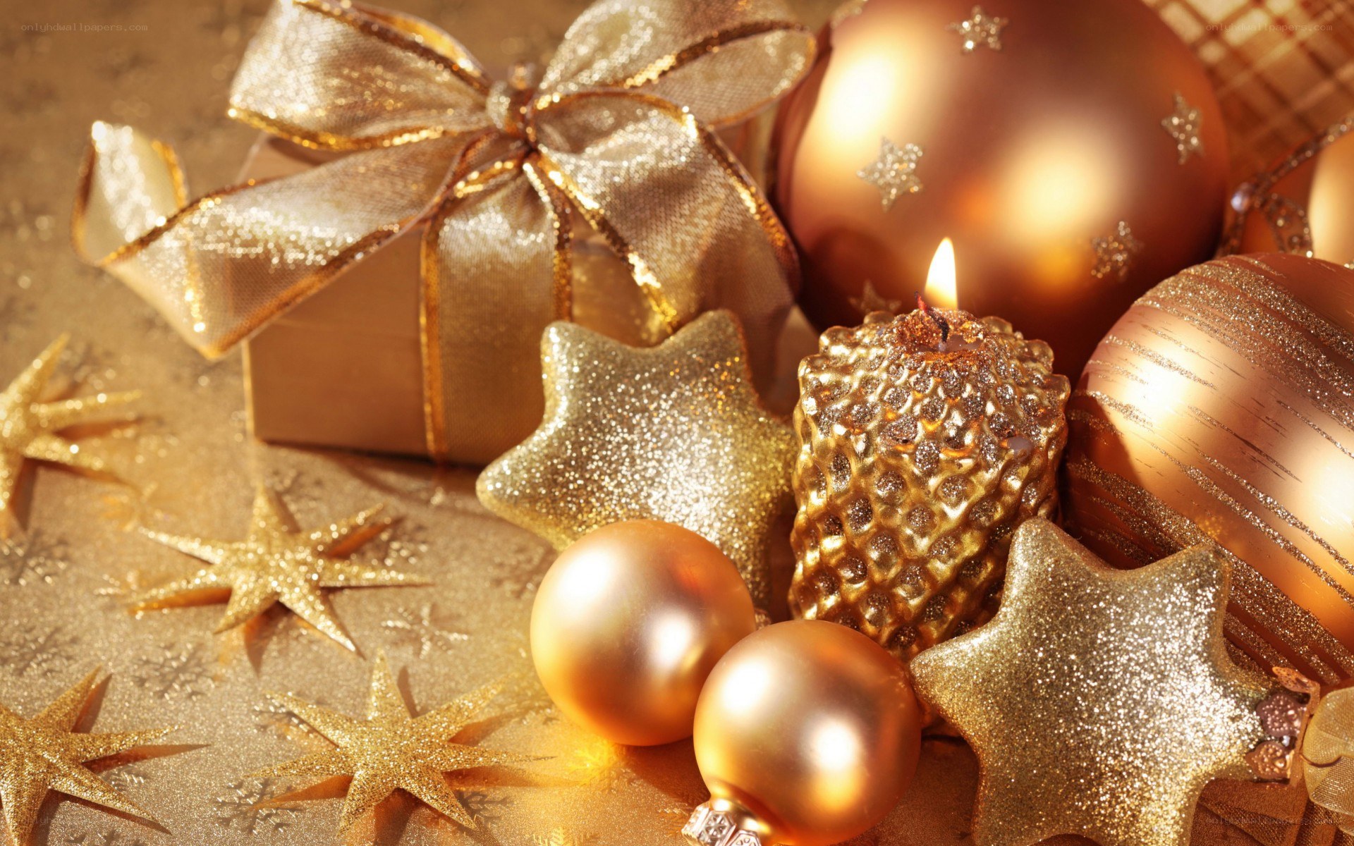 Golden holiday decorations