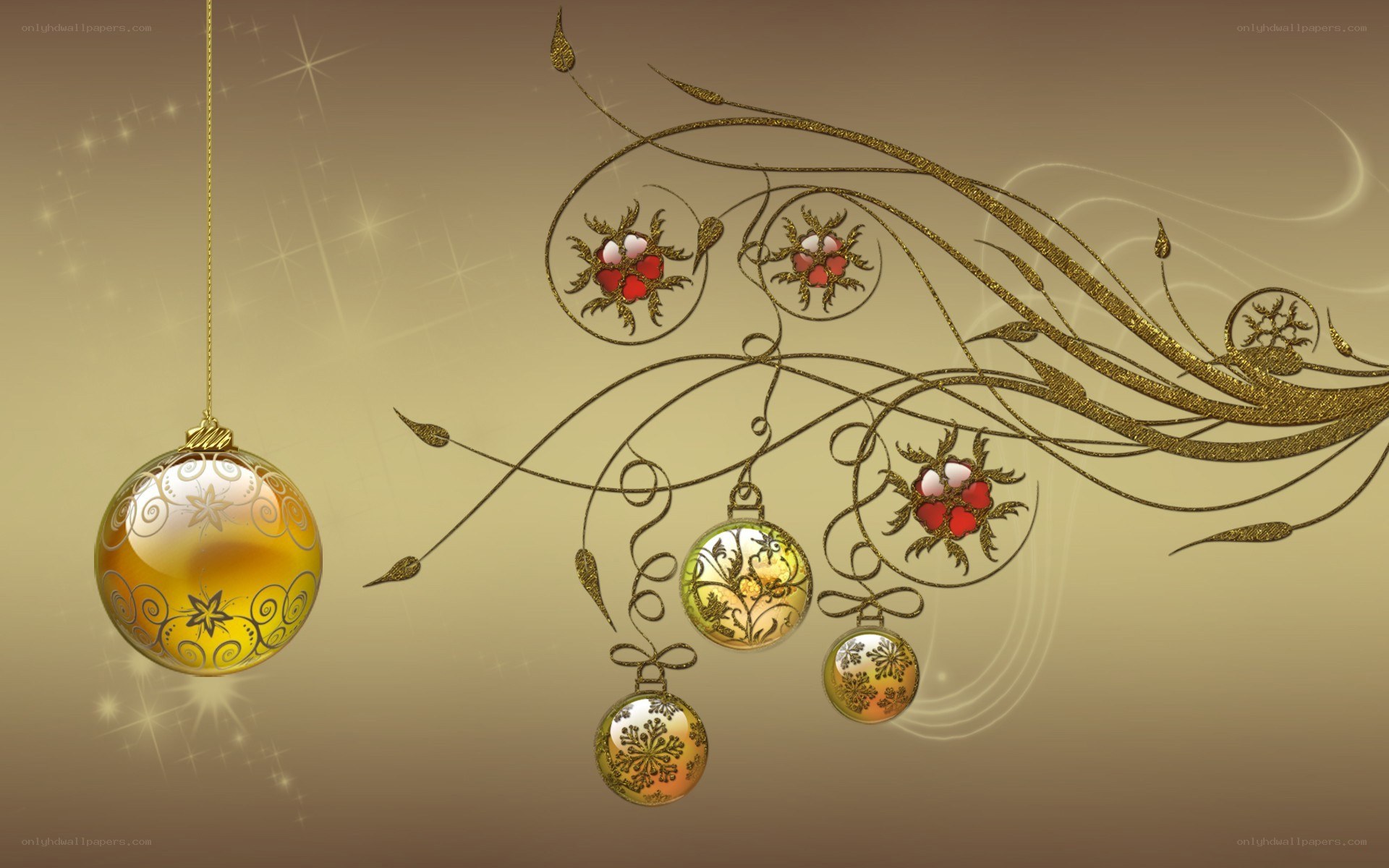 golden holiday ornaments