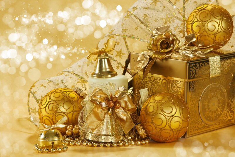 Golden Holiday Ornaments — Gold, Festive