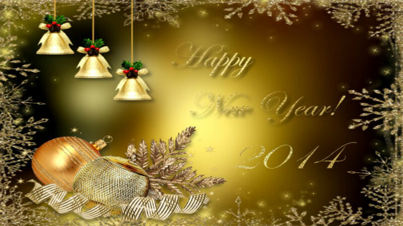 Golden Holiday Ornaments — Gold, Festive, Winter, Digital Art