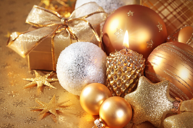 Golden Holiday Ornaments — Gold, Festive, Winter
