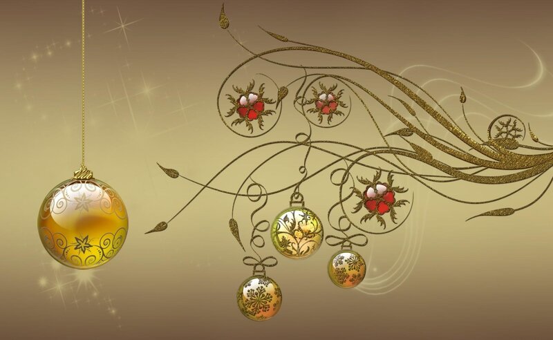 Golden holiday ornaments