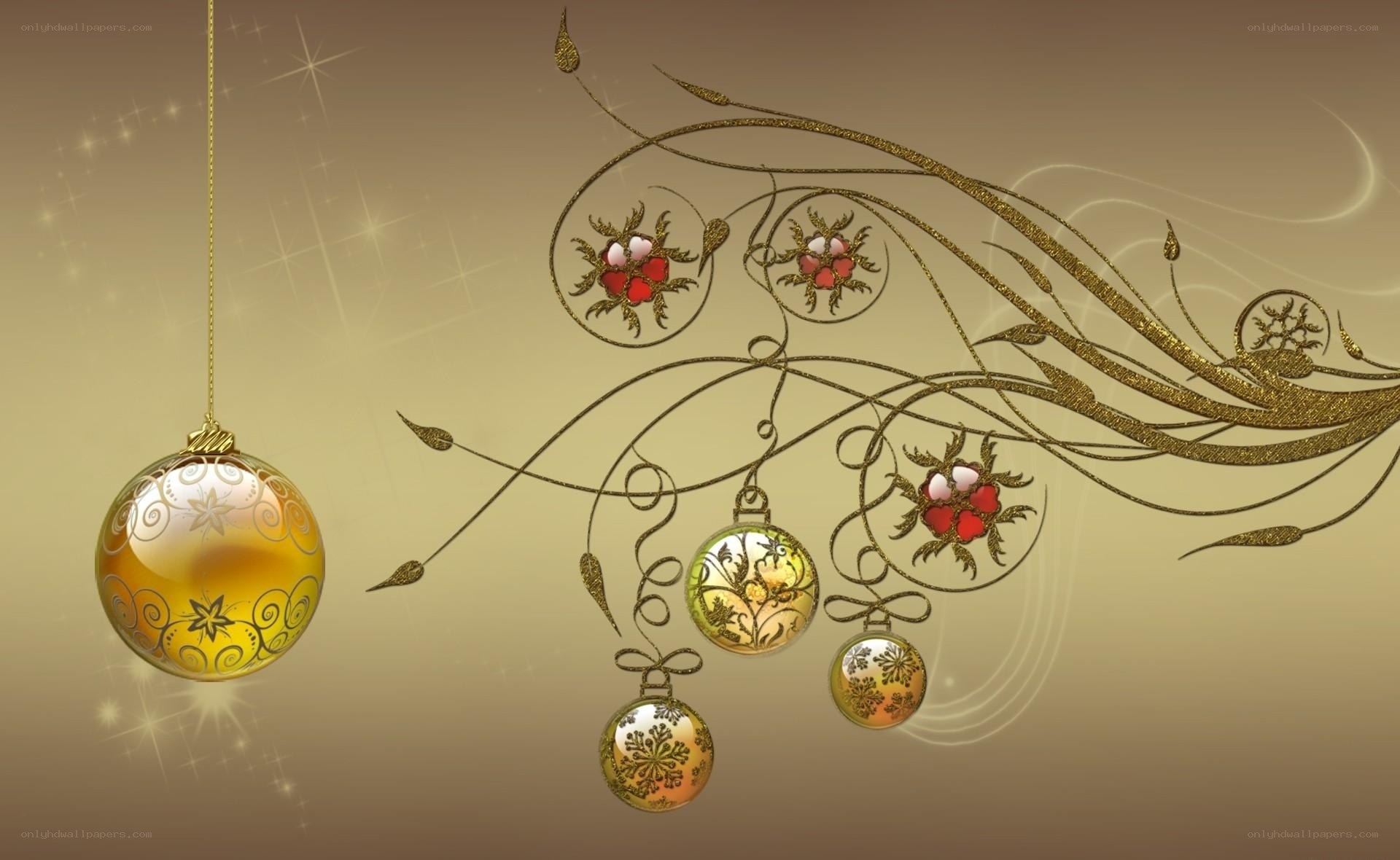 Golden holiday ornaments