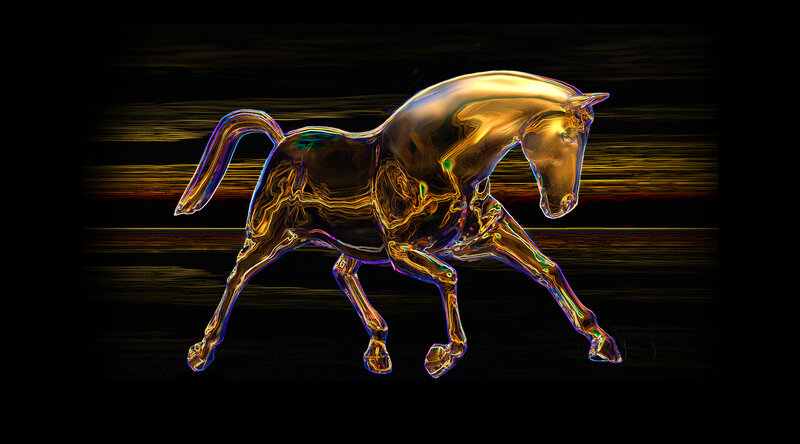 golden horse sculpture
