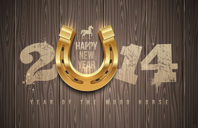 Golden Horseshoe on Wood — Brown, Festive