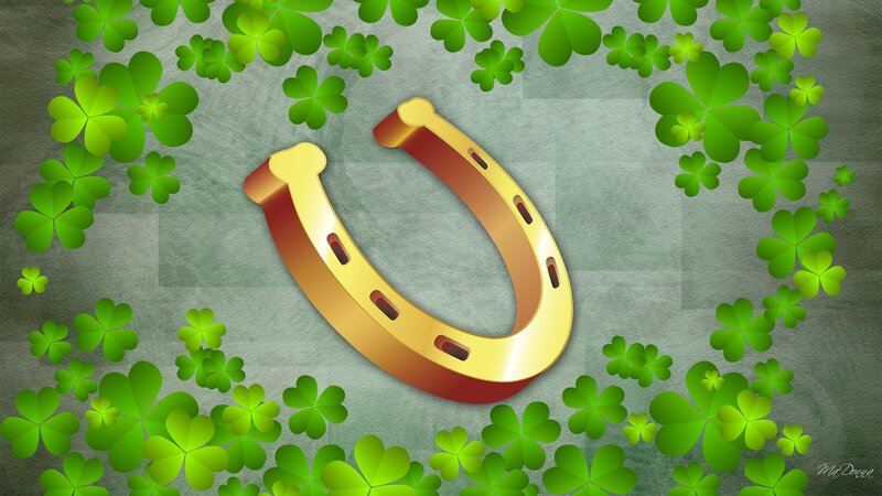 Golden Horseshoe with Clovers