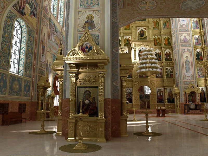 Golden Iconostasis in Church