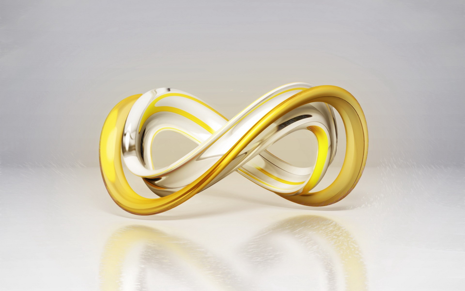 Golden infinity symbol sculpture