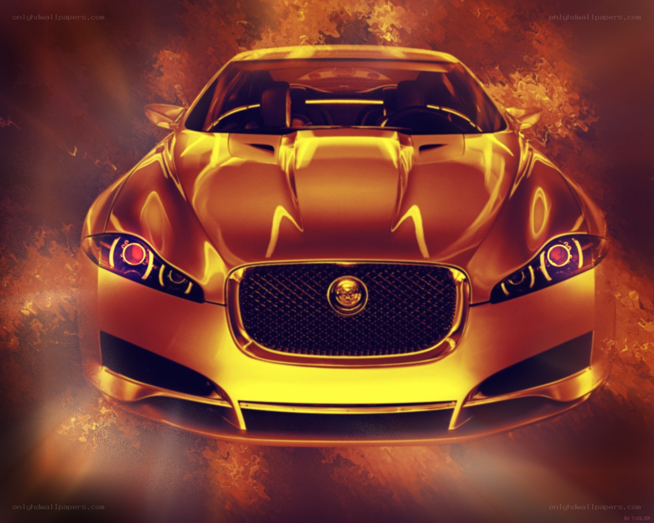 golden jaguar car
