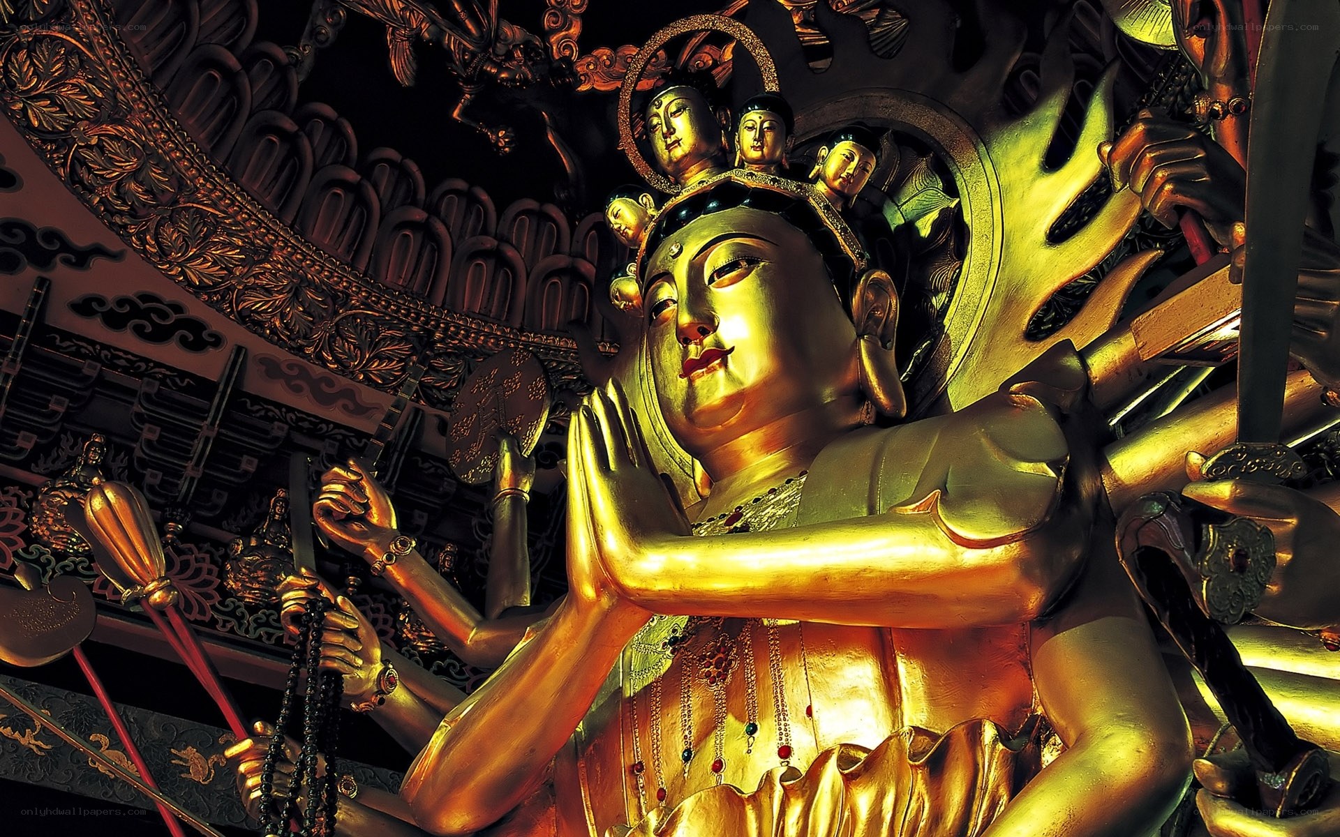 Golden Kannon statue in temple
