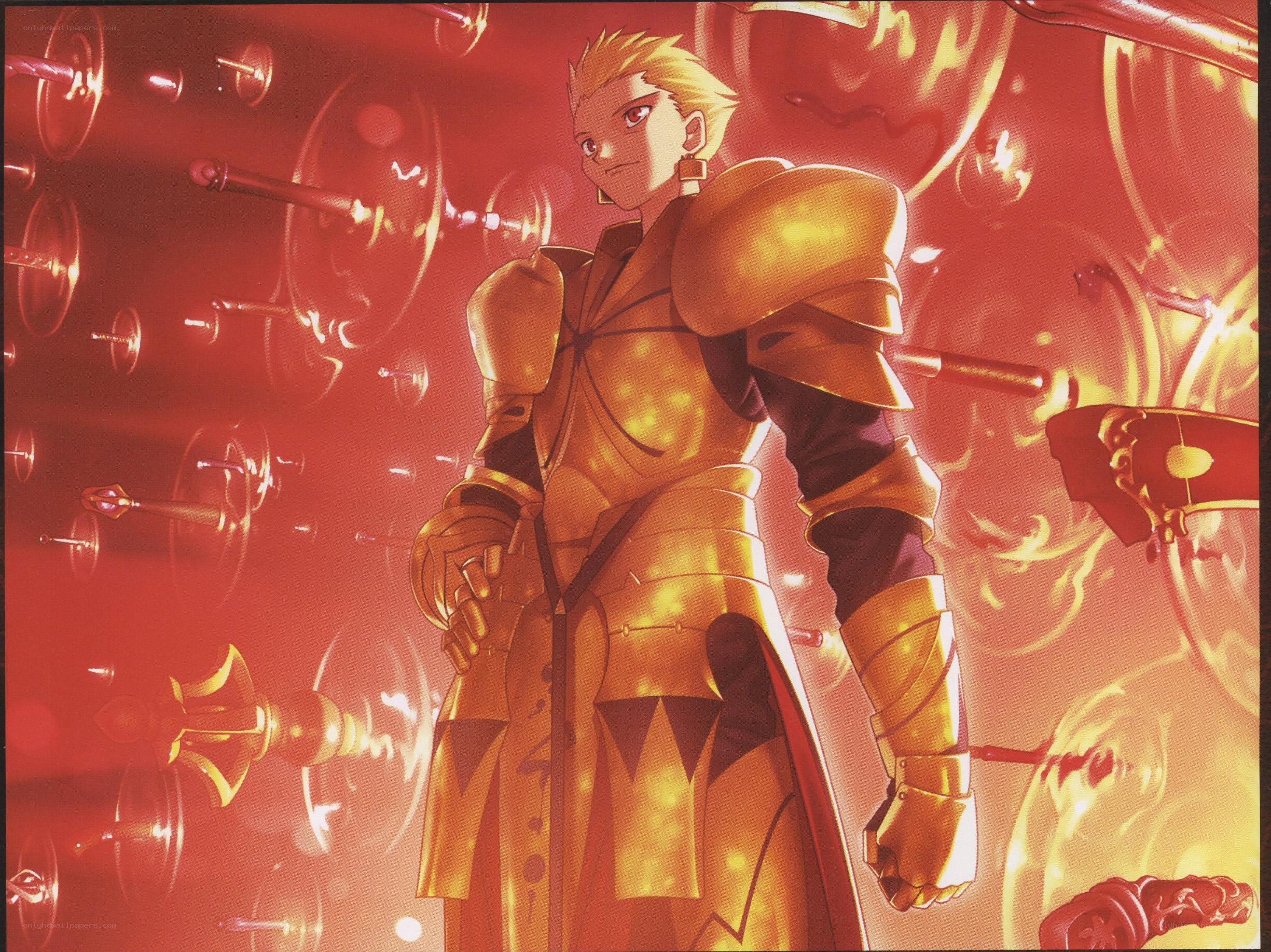 Golden knight in red armor