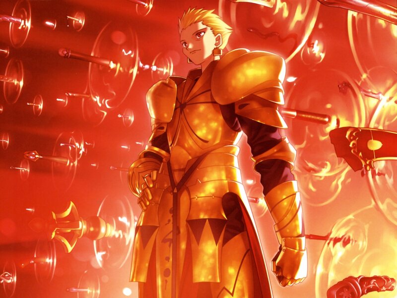 golden knight in red light