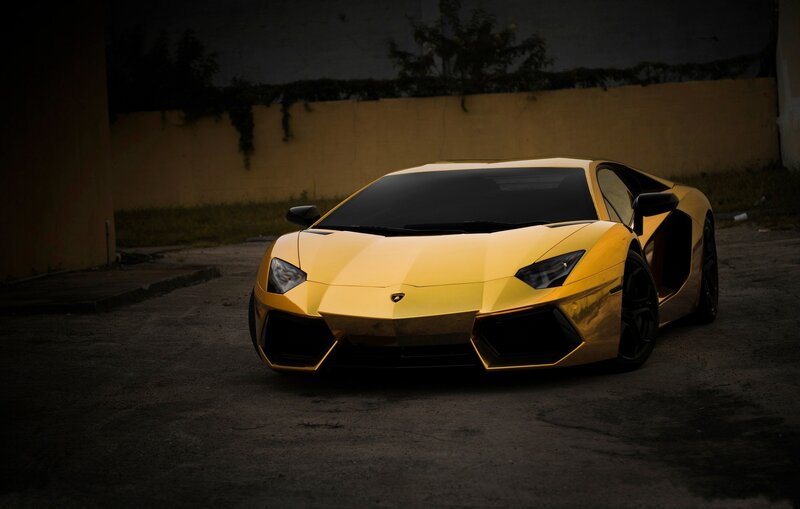 Golden Lamborghini sports car