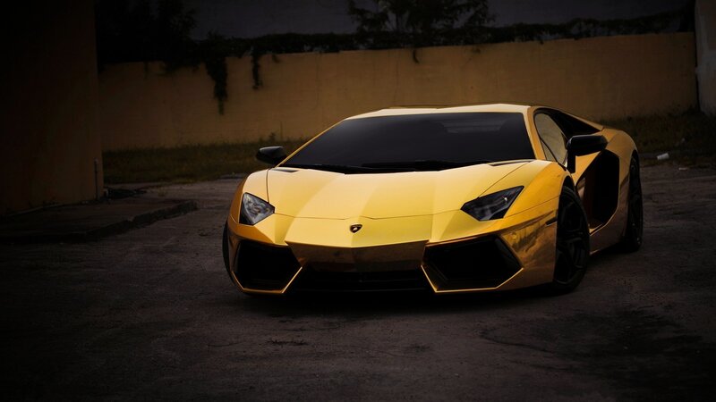 golden Lamborghini sports car