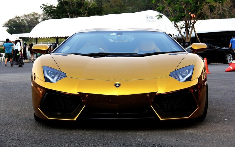 Golden Lamborghini Sports Car — Gold, Showcase