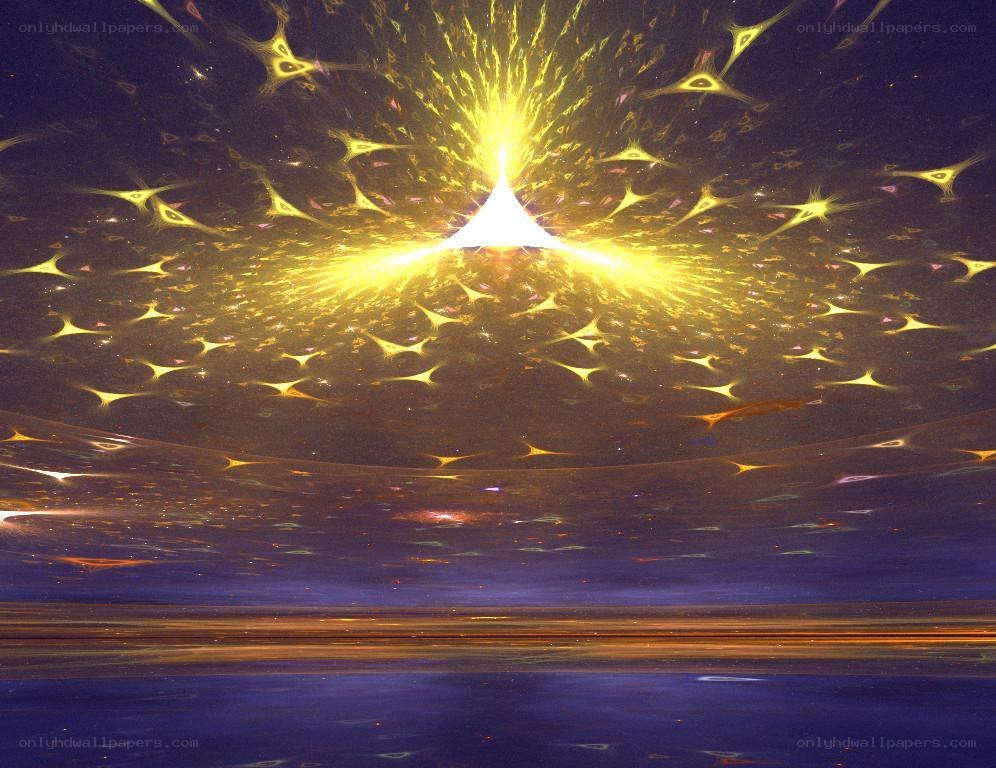 golden light burst in space