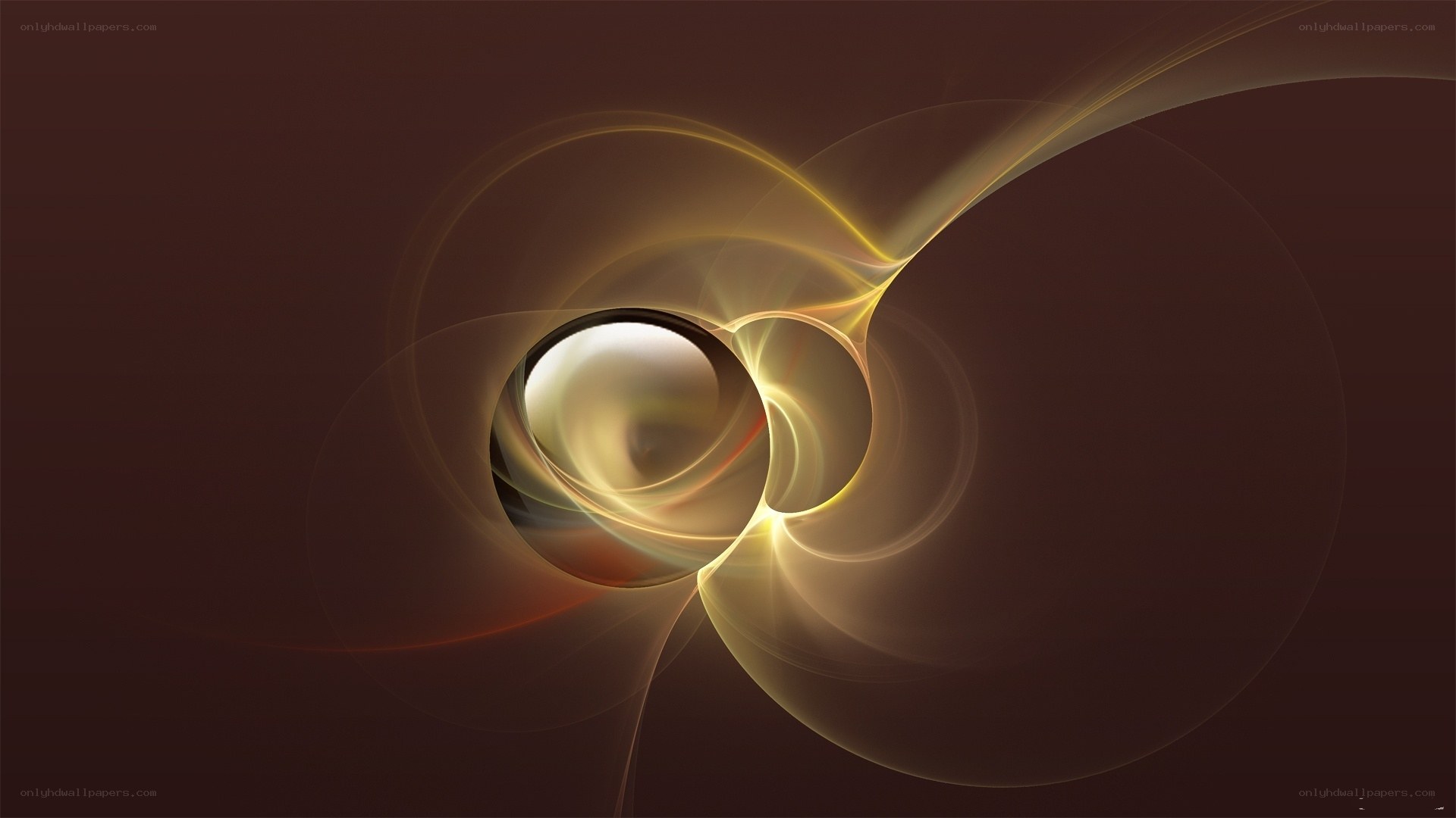 Golden light swirls in dark space
