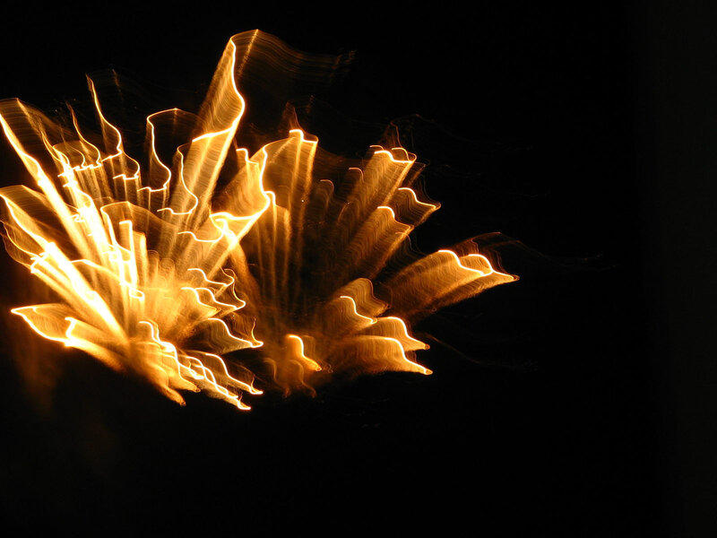 Golden light trails in motion