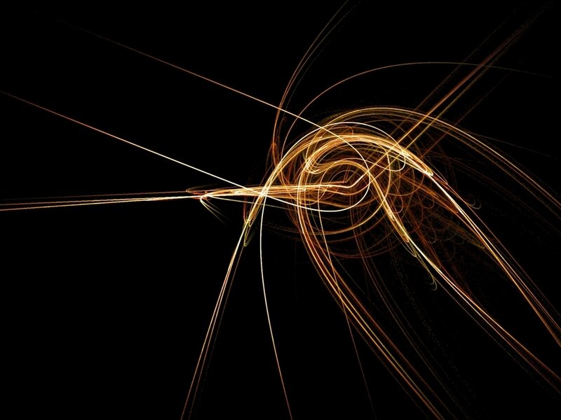 golden light trails on black