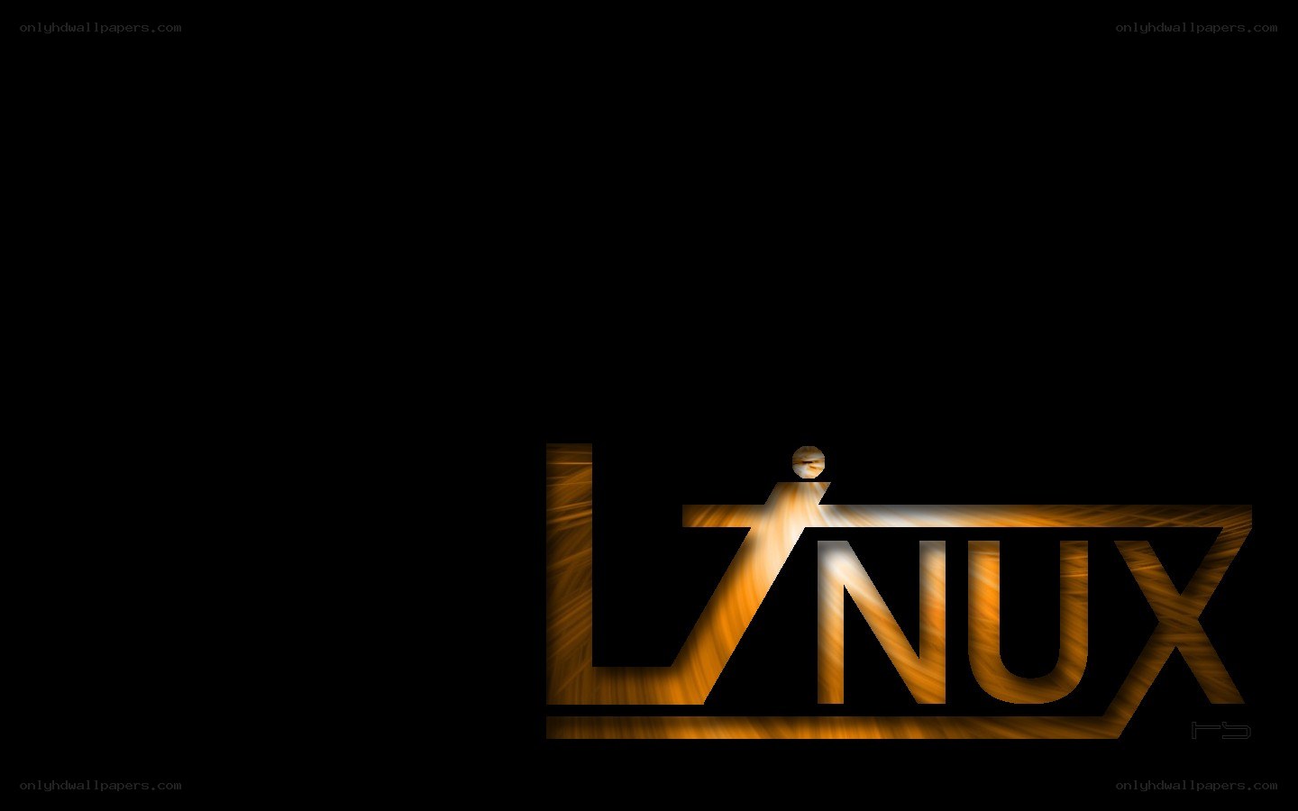 Golden Linux logo on black