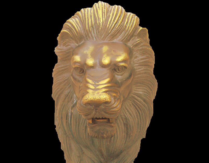 Golden Lion Head Sculpture