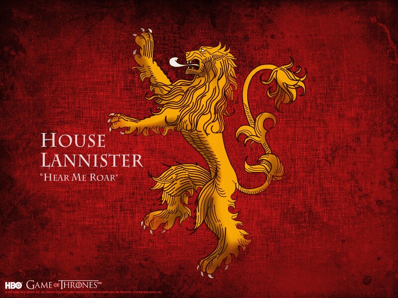 Golden Lion on Red — Dramatic, Illustration