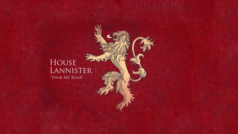 Golden Lion on Red — Dramatic