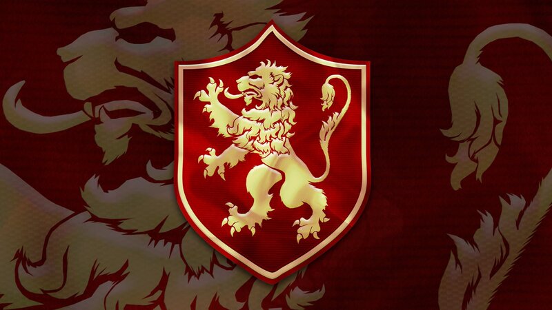 Golden Lion on Shield — Red