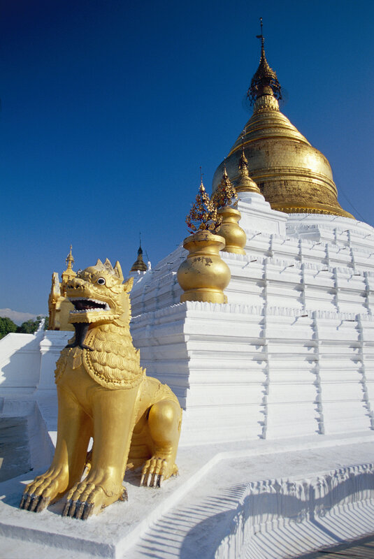 Golden lion statue at a temple