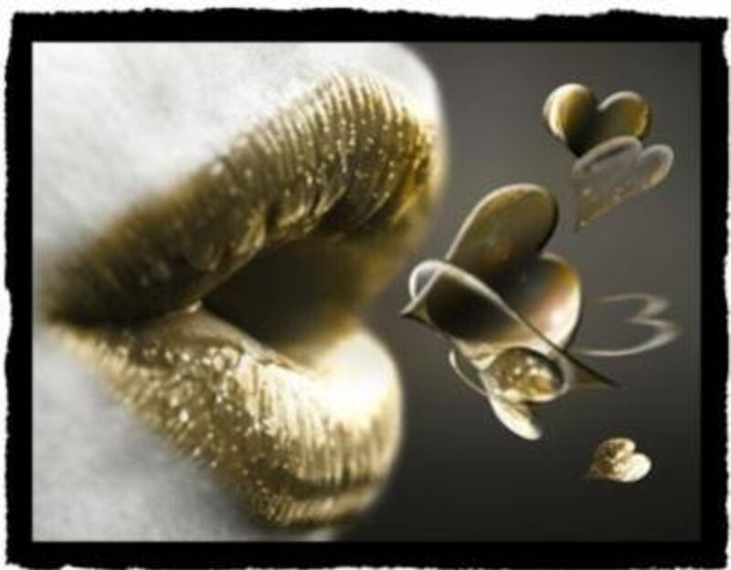 golden lips and hearts