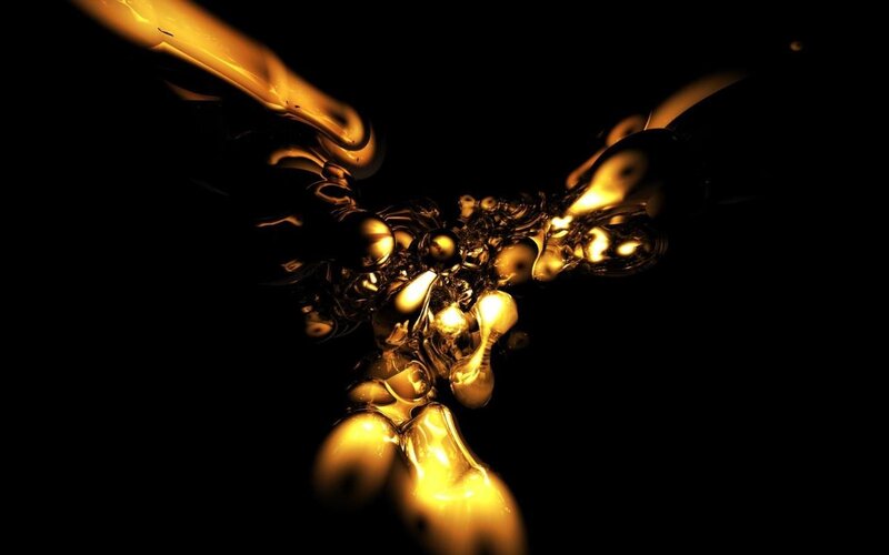 Golden Liquid Abstract — Gold