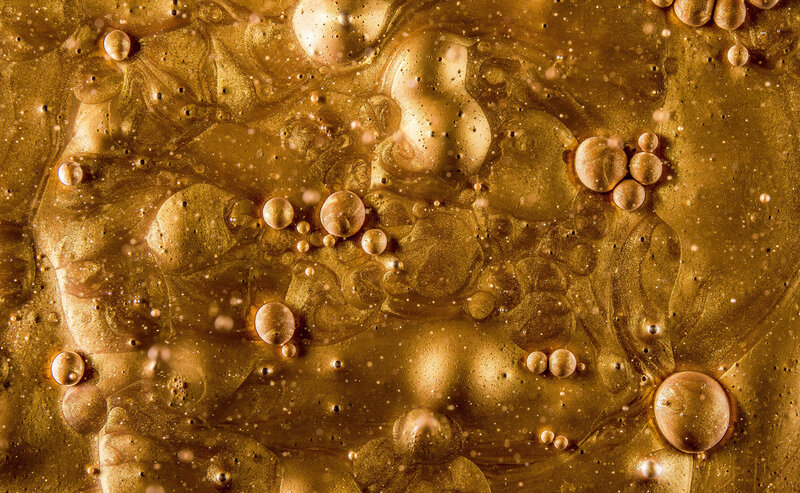 Golden Liquid Bubbles — Gold, Abstract