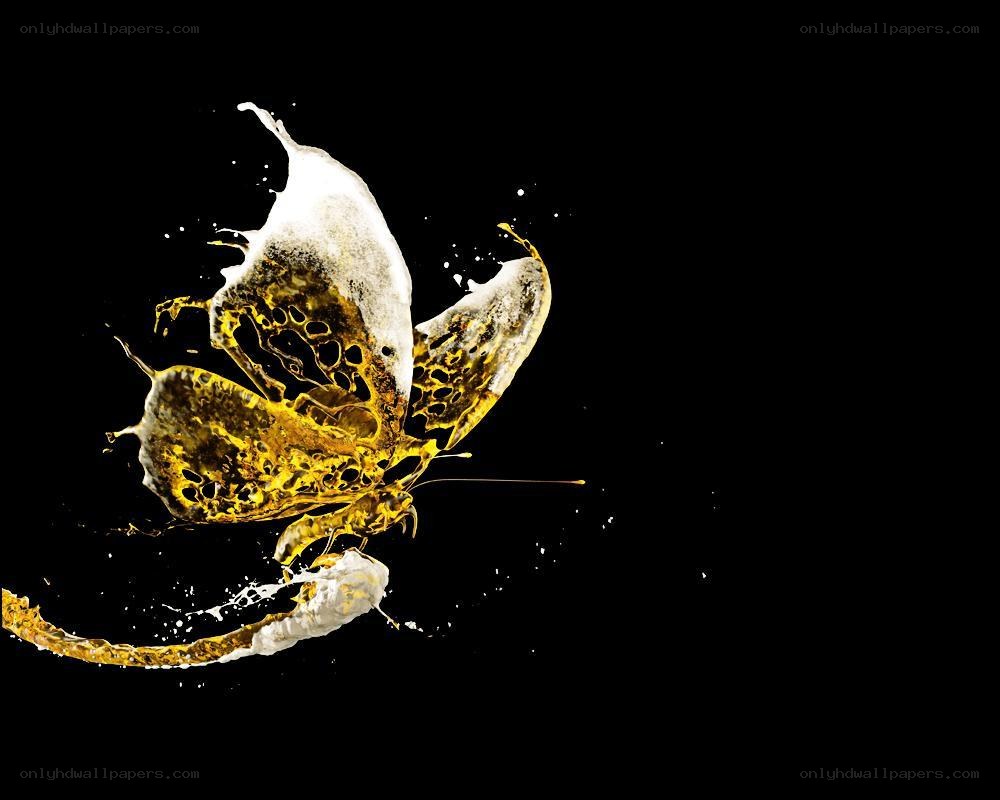 golden liquid butterfly splash