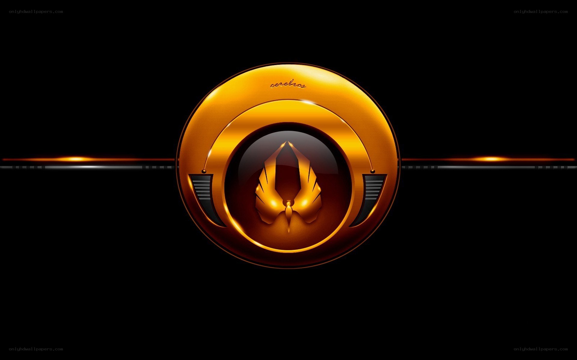 golden logo with bird emblem