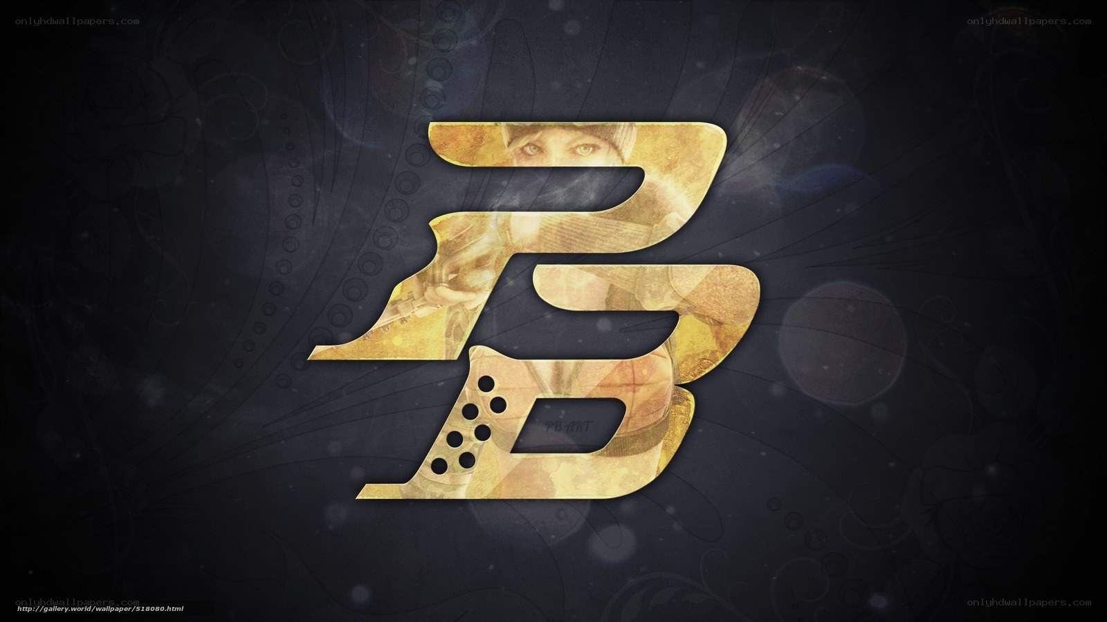 golden logo with hidden face