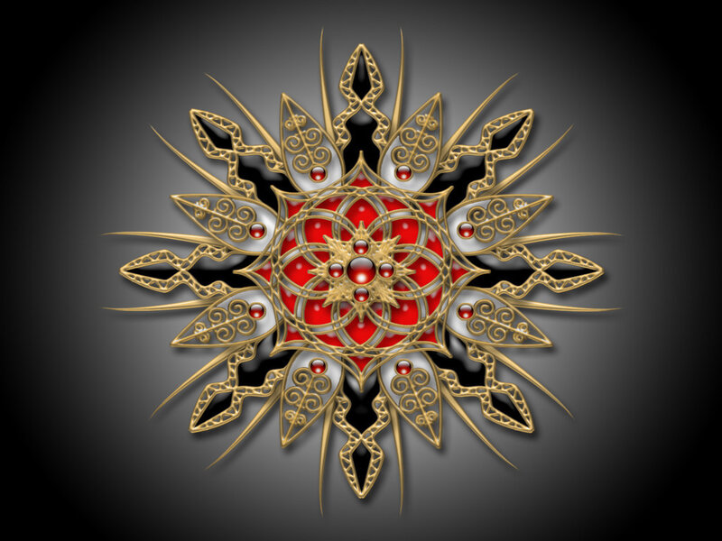 Golden Mandala with Red Center — Gold