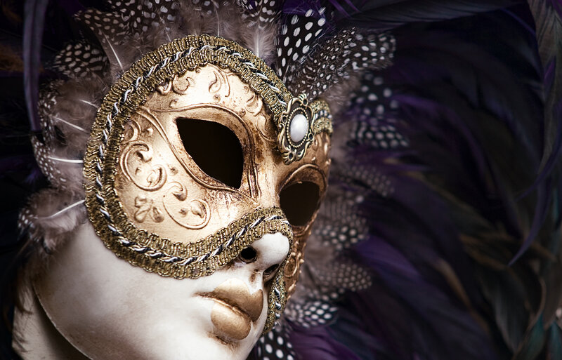 Golden Mask with Feathers — Gold