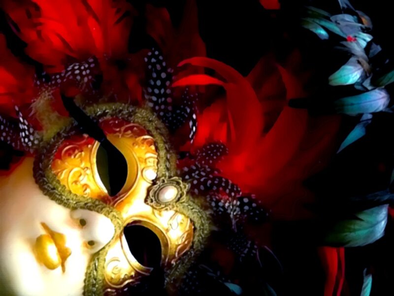 Golden Mask with Feathers