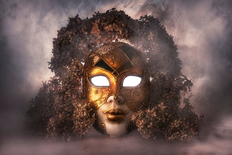 Golden Mask with Foliage
