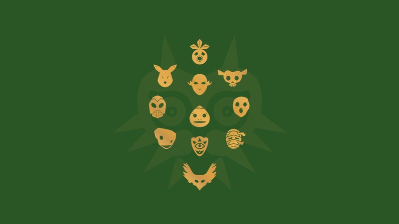 Golden Masks on Green