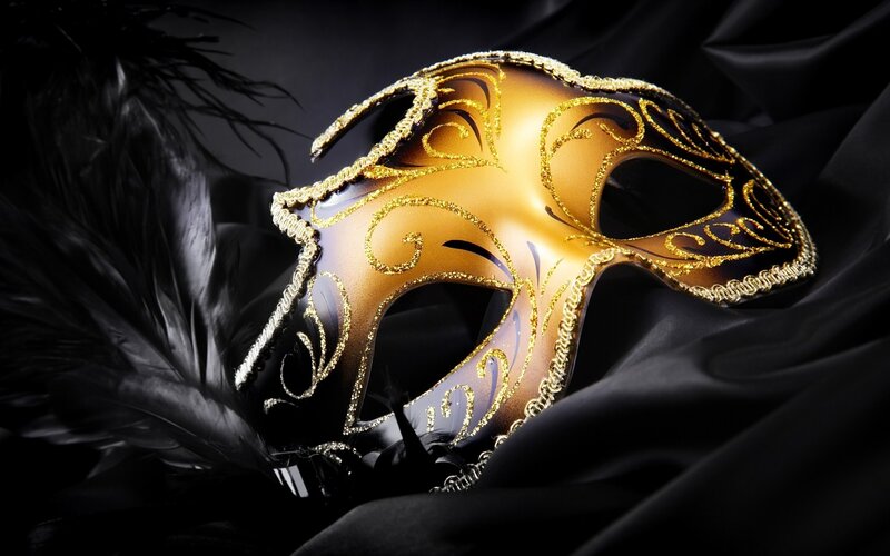 Golden Masquerade Mask — Gold, Dramatic, Photograph, Feather