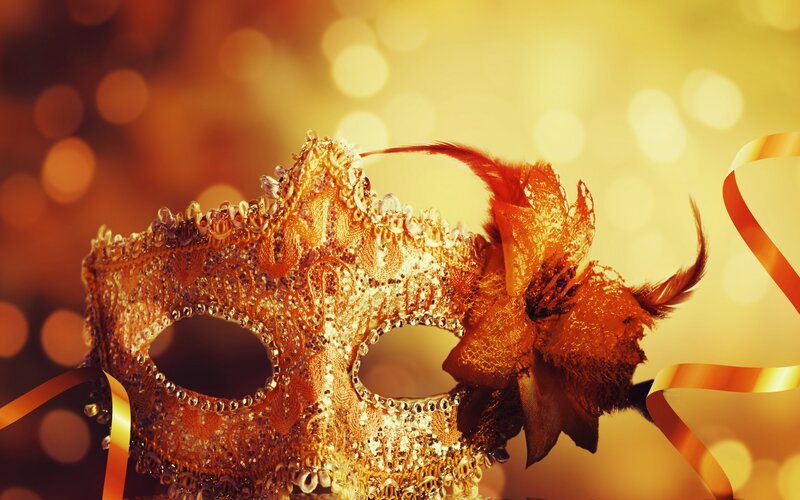 Golden Masquerade Mask — Gold, Festive, Photograph