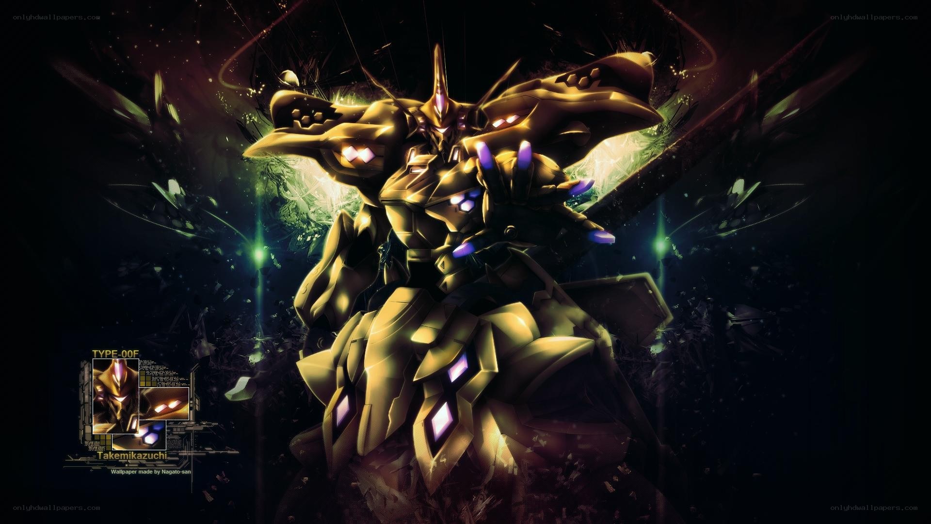Golden mecha in battle