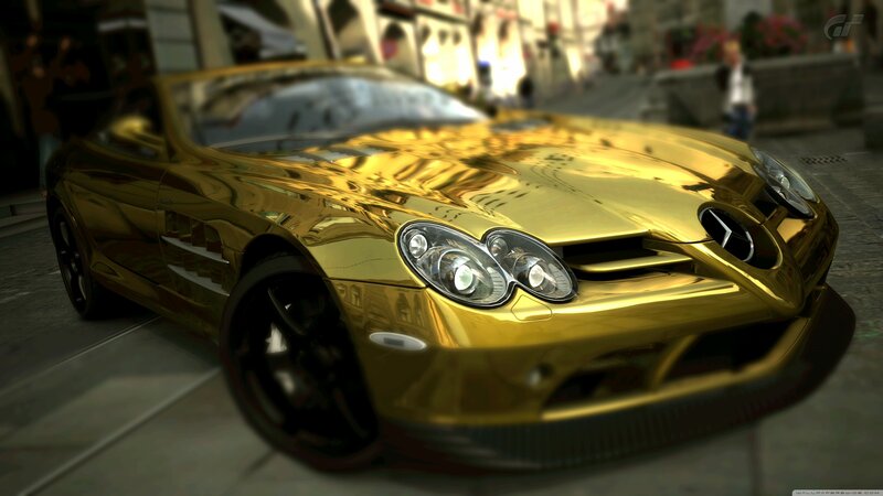 golden mercedes-benz sports car
