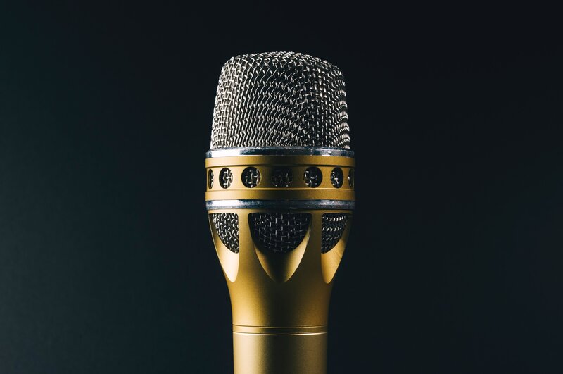golden microphone close-up