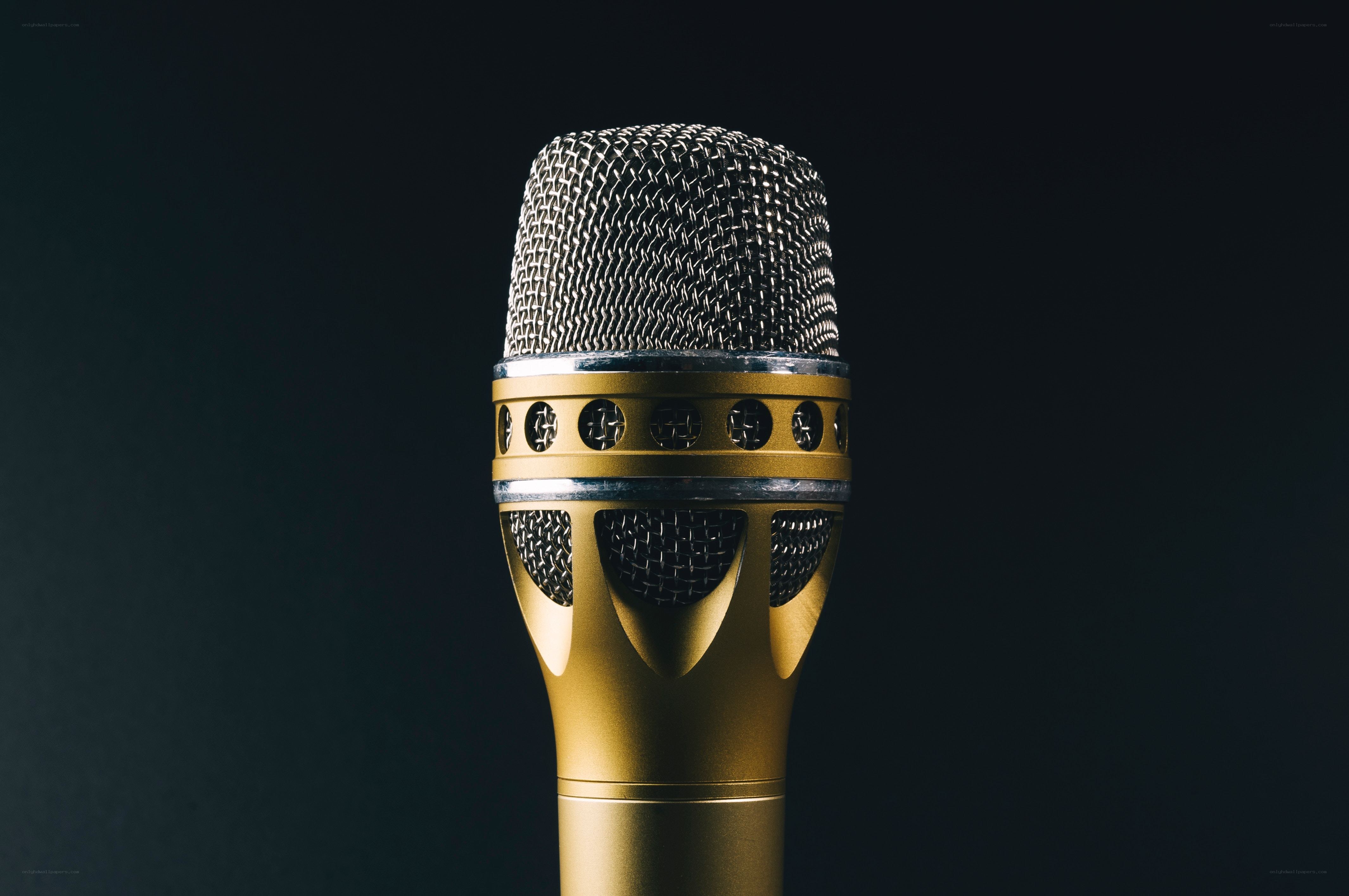 golden microphone close-up