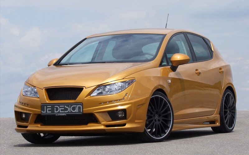 golden modified hatchback car