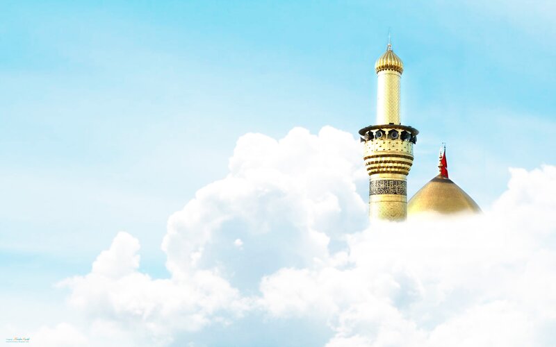 Golden mosque minaret and dome
