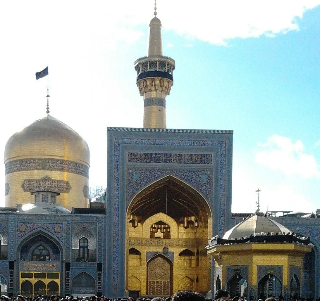Golden mosque with blue tiles