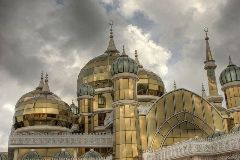 Golden mosque with domes